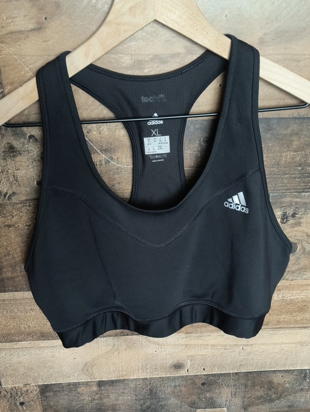 adidas Black Climalite Racerback Sports Bra - Women's XL